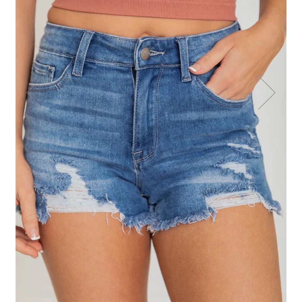 Pink Lily Distressed Denim Shorts